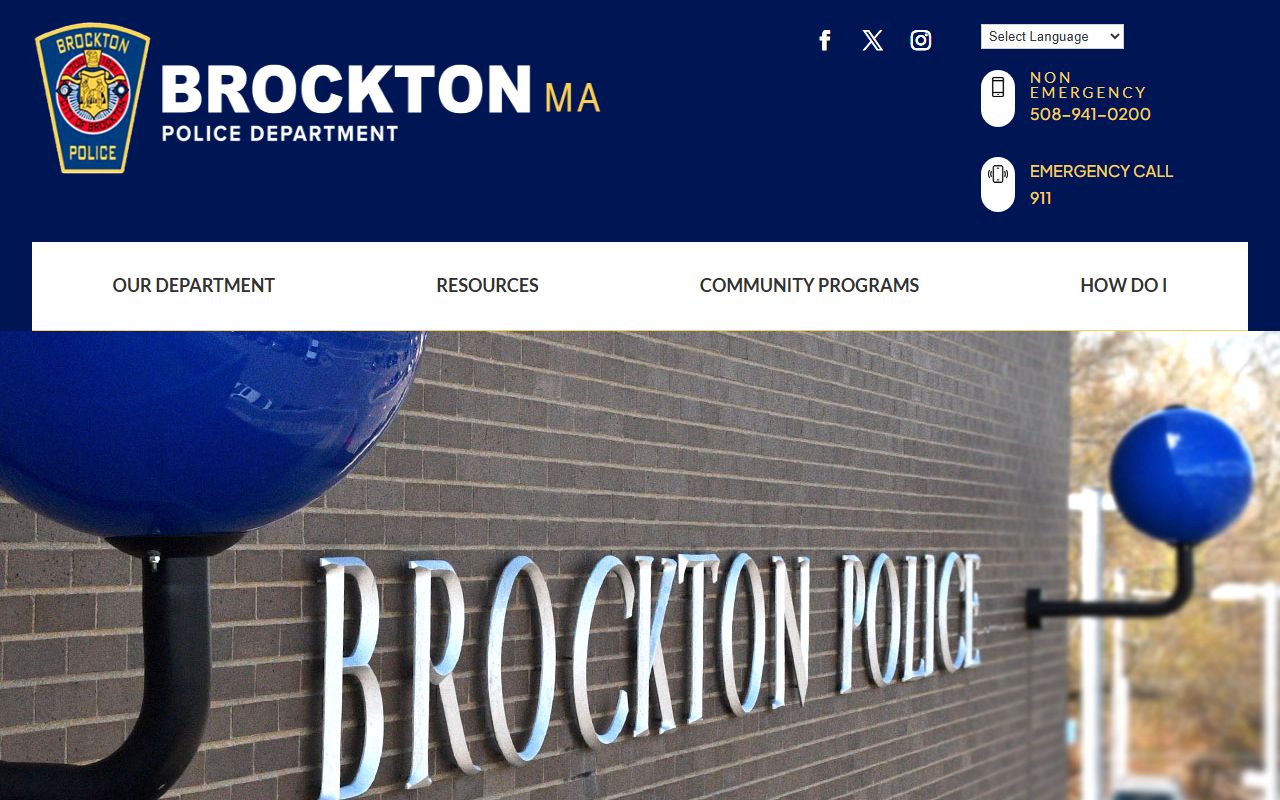 Brockton Police Department website for booking reports and public records