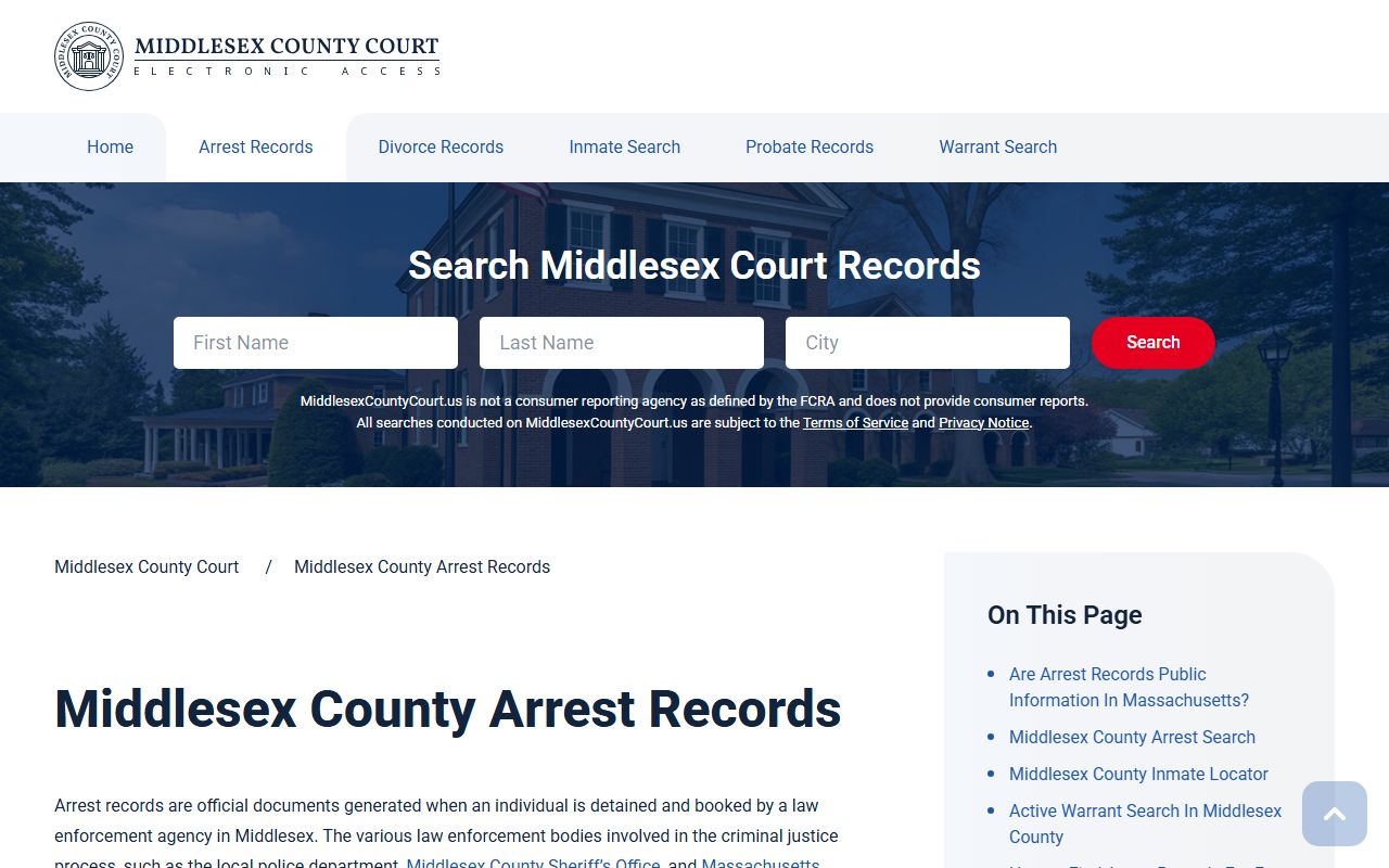Middlesex County Sheriff court arrest records and booking reports for Medford